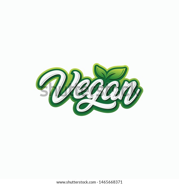 Vegan Typography Logo Design Vector Stock Vector (Royalty Free) 1465668371