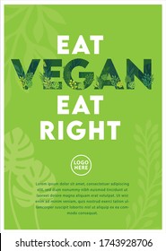 Vegan typography poster to use for menu card, food festivals, blog, mailer, hoarding outdoor, website or social media