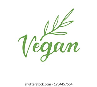 Vegan typography vector design for  organic and vegetarian stores, poster, logo. Vegan vector text. Calligraphic handmade lettering. Vector illustration.
