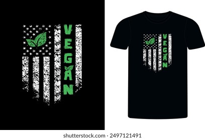 Vegan USA  Distressed flag t-shirt design, celebrate World Vegan Day shirt design, Vegan concept typographic shirt design.
