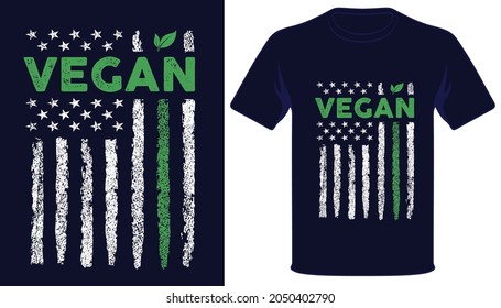 Vegan usa grunge flag t-shirt design