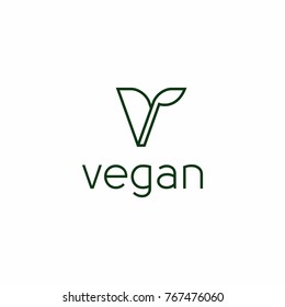 Vegan V Leaf Logo Vector Stock Vector (Royalty Free) 767476060 ...