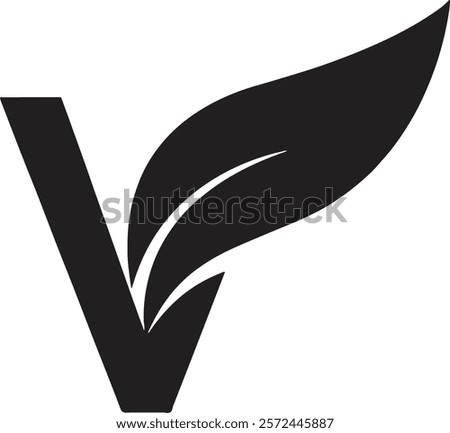 vegan v leaf tick check mark logo icon