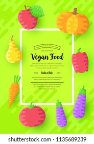 Vegan vector brochure cards set. Vegetable template of flyear, magazines, posters, book cover, banners. Vegetarian invitation concept background. Layout healthy diet illustrations modern 