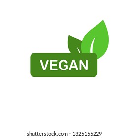 Vegan vector icon, bio eco sign, natural nutrition vegetarian concept, healthy food concept. Flat design sticker isolated on white.