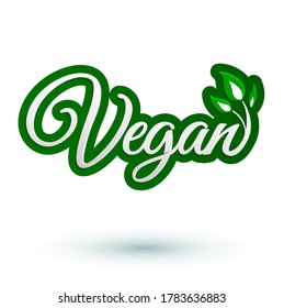 Vegan Vector icon design Emblem with leaves.