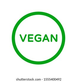 Vegan vector icon. Organic, bio, eco symbol. Vegan, no meat, lactose free, healthy, fresh and nonviolent food. Round green vector illustration for stickers, labels and logos