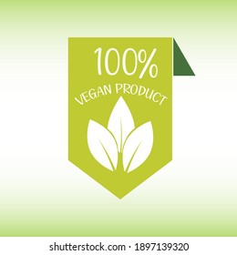 Vegan vector icon. Organic, bio, eco symbol. Vegan, no meat, lactose free, healthy, fresh and nonviolent food. Round green vector illustration with leaves for stickers, labels and logos