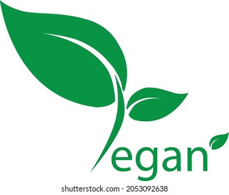Vegan vector icon. Organic, bio, eco symbol. Vegan, no meat, lactose free, healthy, fresh and nonviolent food. Round green vector illustration with leaves for stickers, labels and logos
