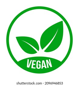 Vegan vector icon. Organic, bio, eco symbol. Vector round green leaves  for stickers, labels and logos