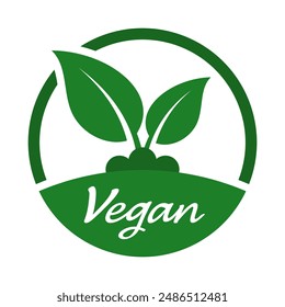Vegan vector icon. Organic, bio, eco symbol. Vegan, no meat, lactose free, healthy, fresh and nonviolent food.