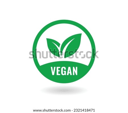 Vegan vector icon. Organic, bio, eco symbols. Round green vector illustration with leaves for stickers, labels, and logos