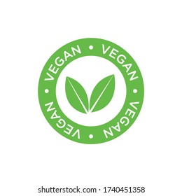 Vegan vector icon. Round an green symbol