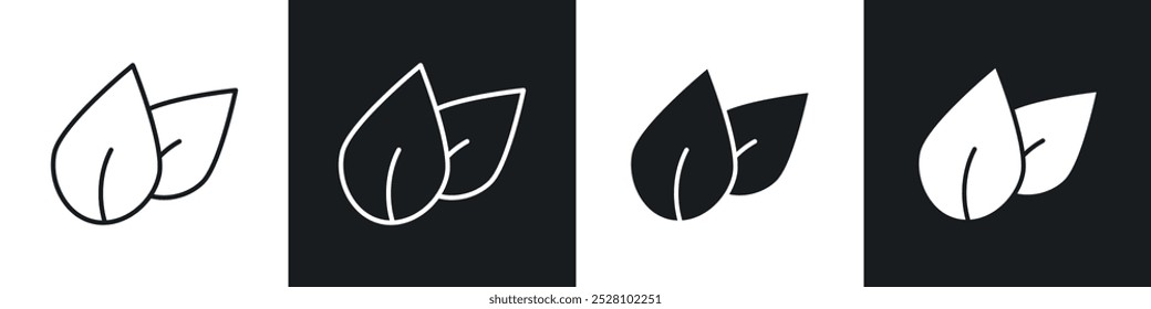 Vegan vector icon set in black and white