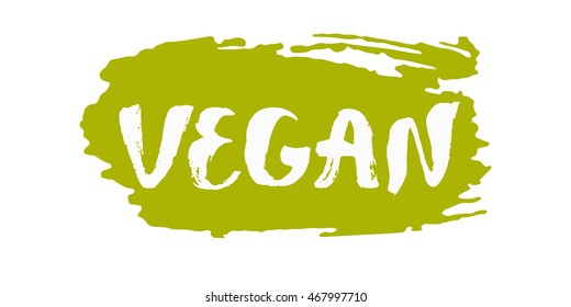 Vegan vector illustration. Hand drawn lettering on a brush stroke. Isolated on white background. For t-shirts, posters, cards.