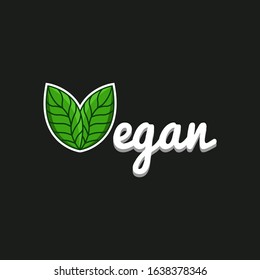 Vegan Vector Illustration Of A Leaf. Green Eco Veggie Logo.