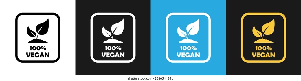 Vegan vector label on color backgrounds.