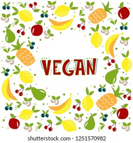 Vegan. Vector lettering, calligraphy, sketch style illustration of eco, bio, fresh, vegan, raw, friendly, organic, sugar free hand drawn labels design. EPS 10