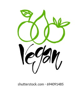 VEGAN. Vector Lettering Sign Illustration. Vegetarian, veggie,vegan and veg. 
