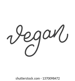 Vegan vector linear lettering label design illustration.