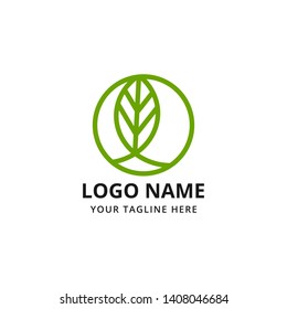 Vegan vector logo template. Green vegan symbol, green leaf logo. Health and natural logo concept.