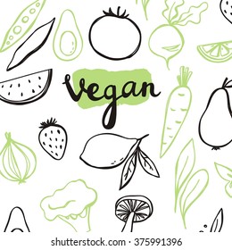 Vegan Vegetables Vector Set Stock Vector (Royalty Free) 375991396 ...