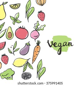 Vegan vegetables vector set