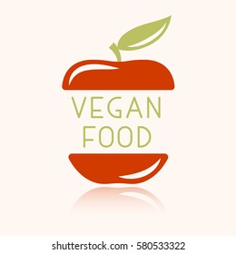 Vegan or vegetarian badge. Healthy food logo template