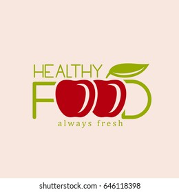 Vegan or vegetarian badge. Healthy food logo template