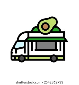 vegan vegetarian food truck color icon vector. vegan vegetarian food truck sign. isolated symbol illustration