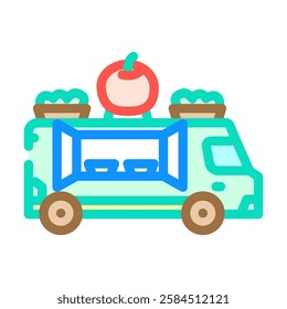 vegan vegetarian food truck color icon vector. vegan vegetarian food truck sign. isolated symbol illustration