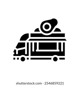 vegan vegetarian food truck glyph icon vector. vegan vegetarian food truck sign. isolated symbol illustration