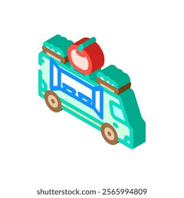 vegan vegetarian food truck isometric icon vector. vegan vegetarian food truck sign. isolated symbol illustration