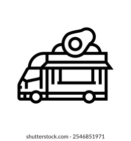 vegan vegetarian food truck line icon vector. vegan vegetarian food truck sign. isolated contour symbol black illustration