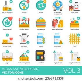 Vegan and Vegetarian Icons including 100% Vegan, Almond Milk, Biodegradable, Broccoli, Brown Sugar, Brussel Sprouts, Cauliflower, Cheese Platter, vegetable