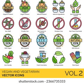 Vegan and Vegetarian Icons including Vegan Friendly, Market, Option, Product, Restaurant, Vegan, Vegetarian Option, Vegetarian Restaurant, Veggie Burger