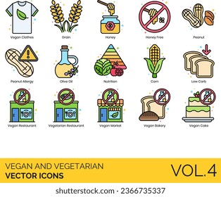 Vegan and Vegetarian Icons including Vegan Friendly, Market, Option, Product, Restaurant, Vegan, Vegetarian Option, Vegetarian Restaurant, Veggie Burger