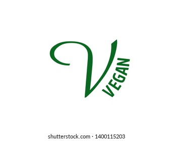 Vegan or Vegetarian letter V for green icon, wellness