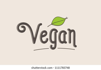 Vegan Word Text Typography Design Green Stock Vector (Royalty Free ...