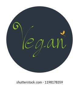 Vegan Wording on round Black Logo Label Vector