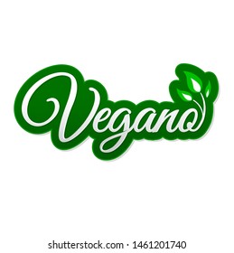 Vegano. Vegan Spanish text, Vector icon design, vegan symbol with leaves.