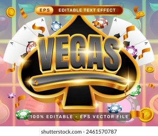 vegas 3d text effect and editable text effect with black spade border illustration