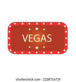 Vegas billboard with lights and glitter vector illustration.