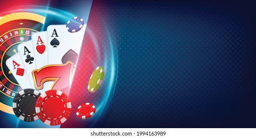 Vegas Casino games background No 1. Concept Vegas games banner illustration with right side copy space.