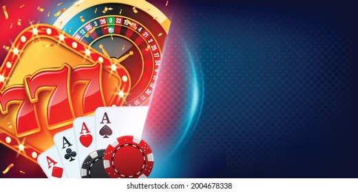 Vegas Casino games background No 3. Concept Vegas games banner illustration with right side copy space.