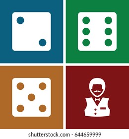 Vegas icons set. set of 4 vegas filled icons such as dice
