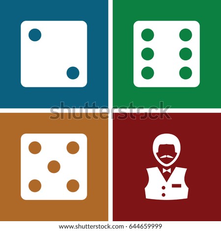 Vegas icons set. set of 4 vegas filled icons such as dice
