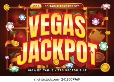 vegas jackpot 3d text effect and editable text effect with slot machine illustration