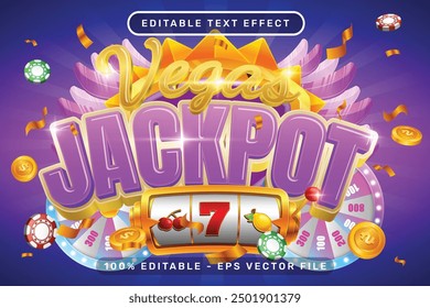 vegas jackpot 3d text effect and editable text effect with light background