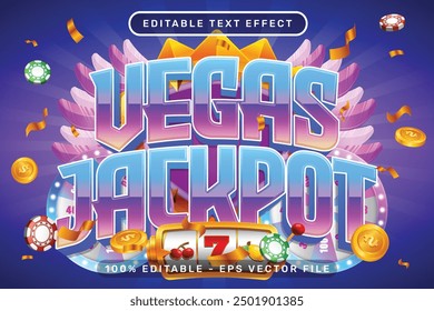 vegas jackpot 3d text effect and editable text effect with light background